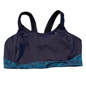 Moving Comfort Sports Bra 36D Blue Teal Pattern Adjustable High Support